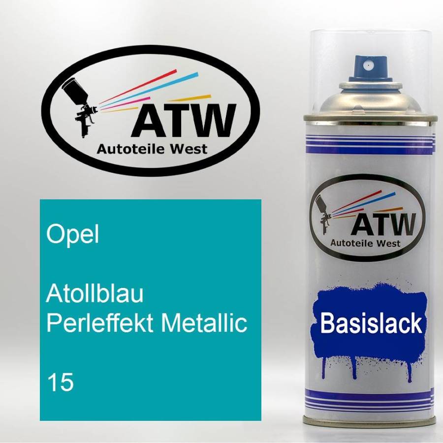 Opel, Atollblau Perleffekt Metallic, 015: 400ml Sprühdose, von ATW Autoteile West.